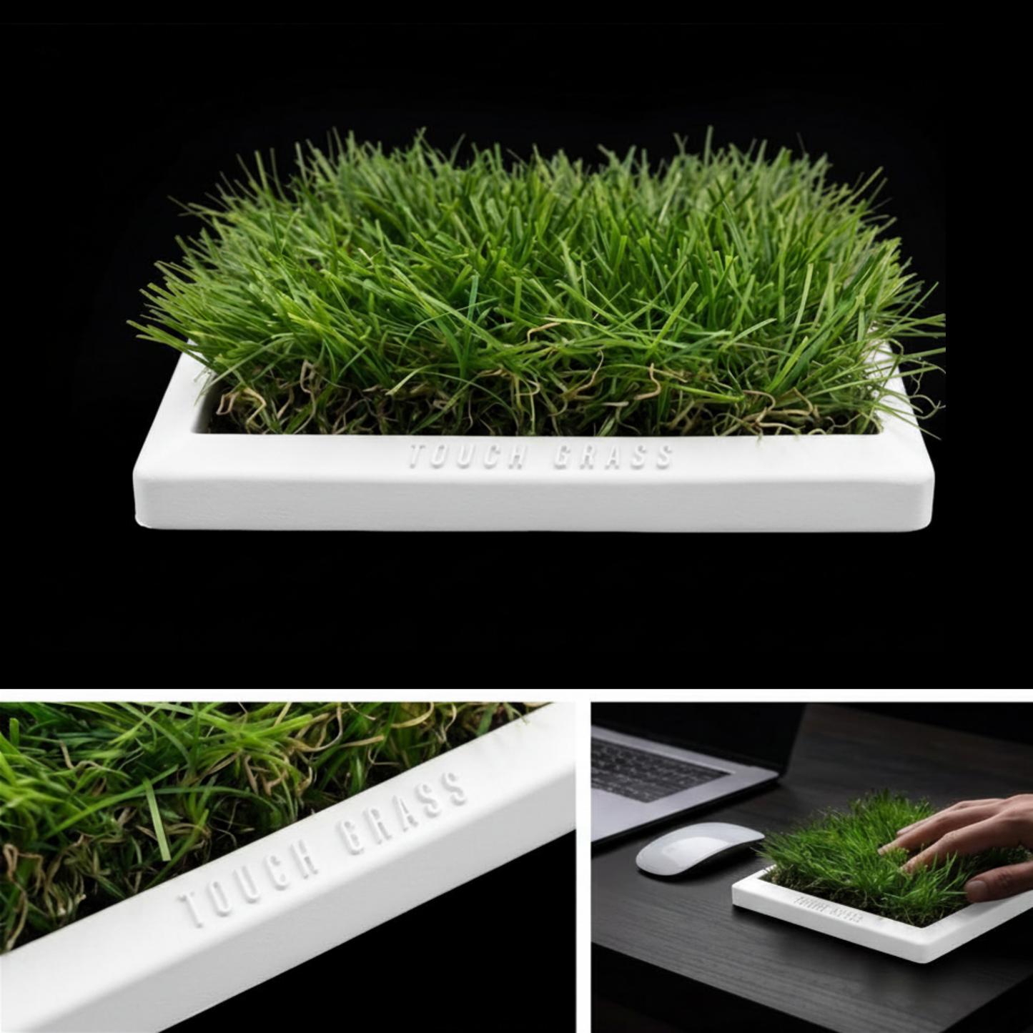 Touch Grass Reminder Coaster Mat - White